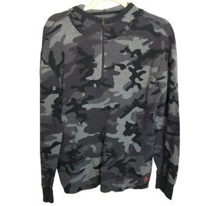 Polo Ralph Lauren Mens M Gray Camo Long Sleeve 1/4